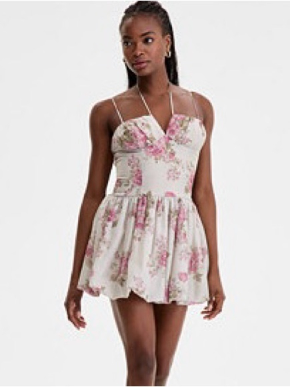Seni & Cade Juniors Floral Bubble Dress Pink Rose Print Size XS NWT